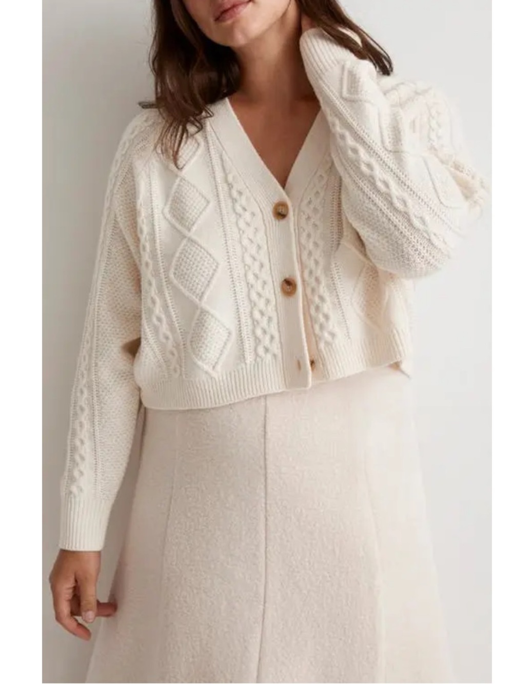 Madewell Cable Knit Cropped Cardigan